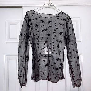 Sheer black star top